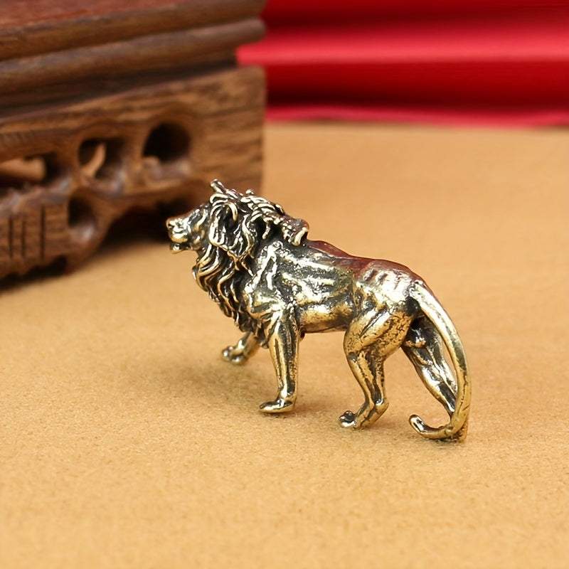 Brass Handmade Vintage Lion Leopard Keychain Pendant Cool Lion Ornament Men's And Women's Box Bag Pendant Accessories