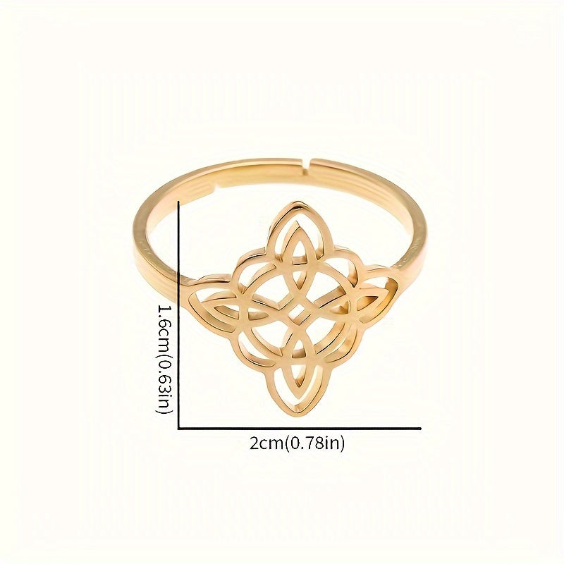 Stainless Steel Witch Knot Adjustable Ring Fashion Women Good Luck Casual Party Jewelry Gift, for Halloween