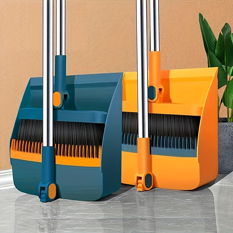 2pcs Set Household Broom And Dustpan Set, Durable Sweeping with Long Handle, CreativeDustpan with Comb Tooth, 180° Rotating, for Home Office Garden Kitchen CleaingTool Set