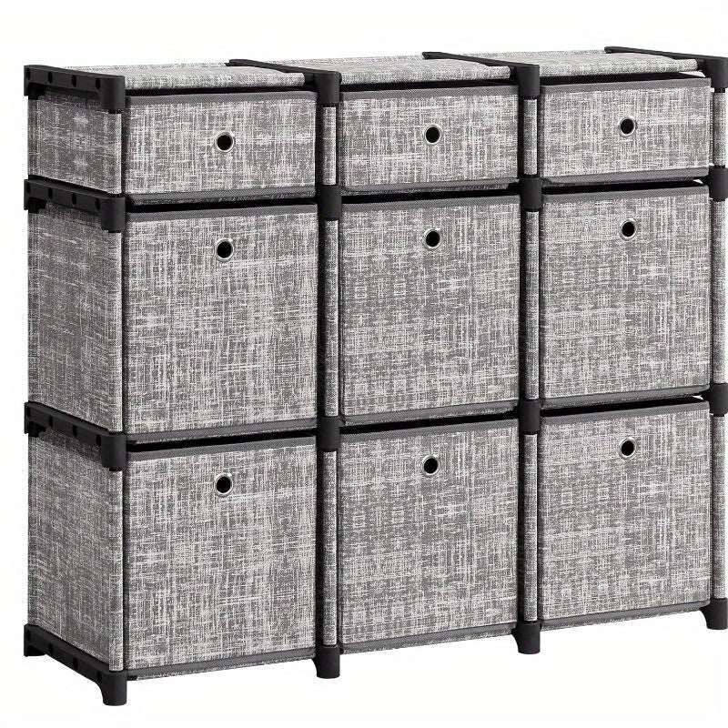 9-Cube Drawer Organiser | Canvas Storage Unit with 9 Storage Boxes, Closet Organiser, Bookcase, 83.5 x 30 x 79.5 cm, for Bedroom, Living Room, Assembled, ≥3.2 Cubic Feet Capacity, Storage Drawer Units