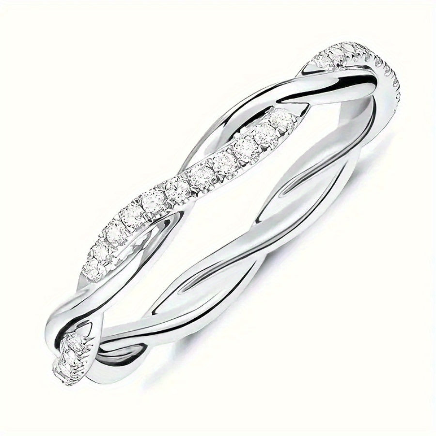 Elegant Promise Ring Inlaid Shiny Zirconia Engagement/Wedding Ring Evening Party Decoration Double-Sided Luxury Women'S Jewelry