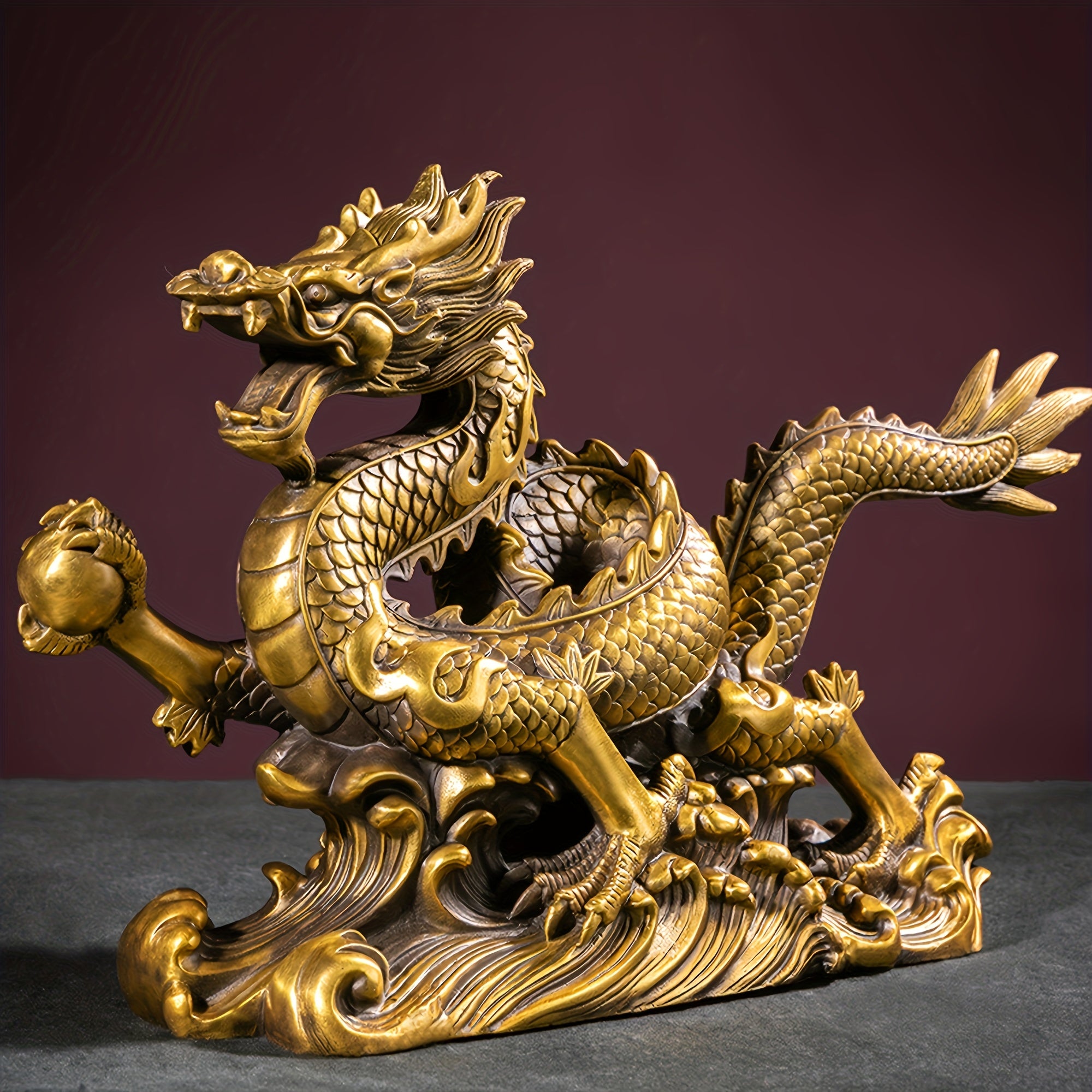 1pc Statue Ornament & Collectible Figurines Dragon Figurines Golden Chinese Dragon Statue, Small Brass Zodiac Dragon Ornaments for Home Office, New Year Decor, for Home Crafts Office Desktop Decoration