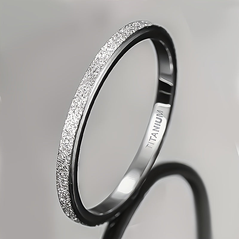 1pc 2Mm Frosted Titanium Steel Ring Women'S Easy Fashion Elegant Wedding Ring Plain Ring Engagement Ring Gift Jewelry