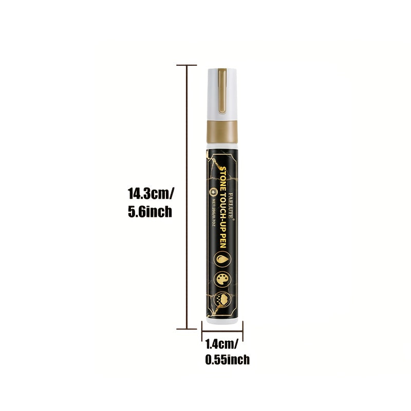 Golden Tombstone Marker Pen - Revives Worn Inscriptions on Gravestones And Granite Surfaces - Durable Marking Pen Ideal for Cemetery Upkeep And Marble Tile Color Restoration - Fast-Drying Oil-Based Fine-Point Pen