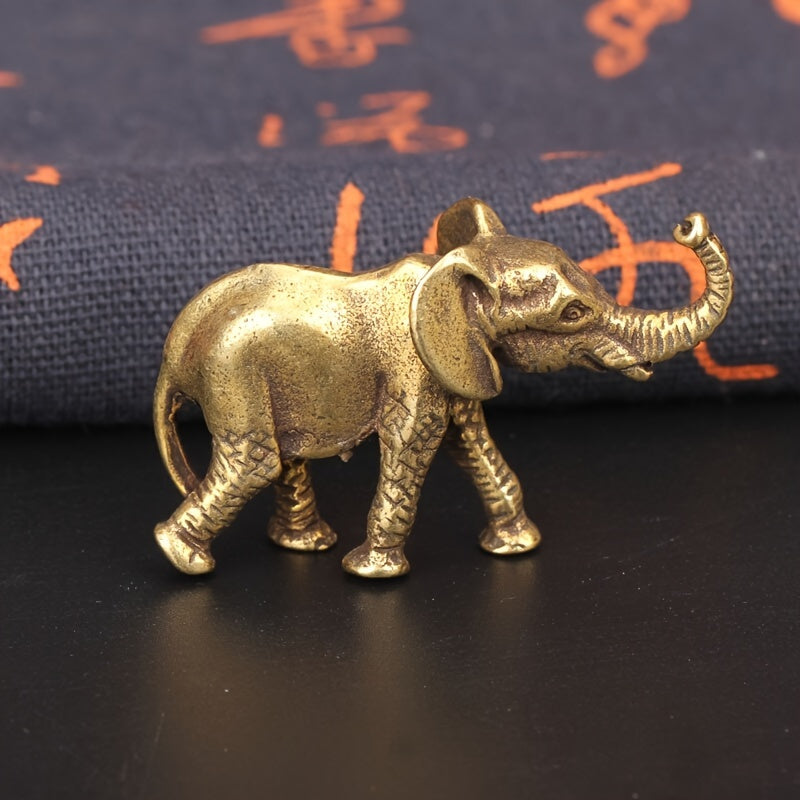 Vintage Style Elephant Statue - Collectible Brass Animal Sculpture, Home Decor Accent for Indoor Spaces, Suitable for Home, Bedroom, Living Room - Charming Desktop Decorative Craft