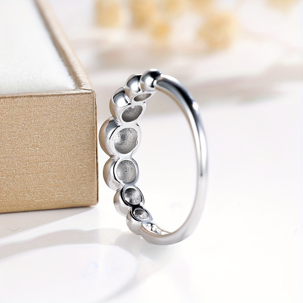 A Smooth, Beaded Geometric Ring Suitable for Engagement, Perfect As a Present for a Wife Or Daughter