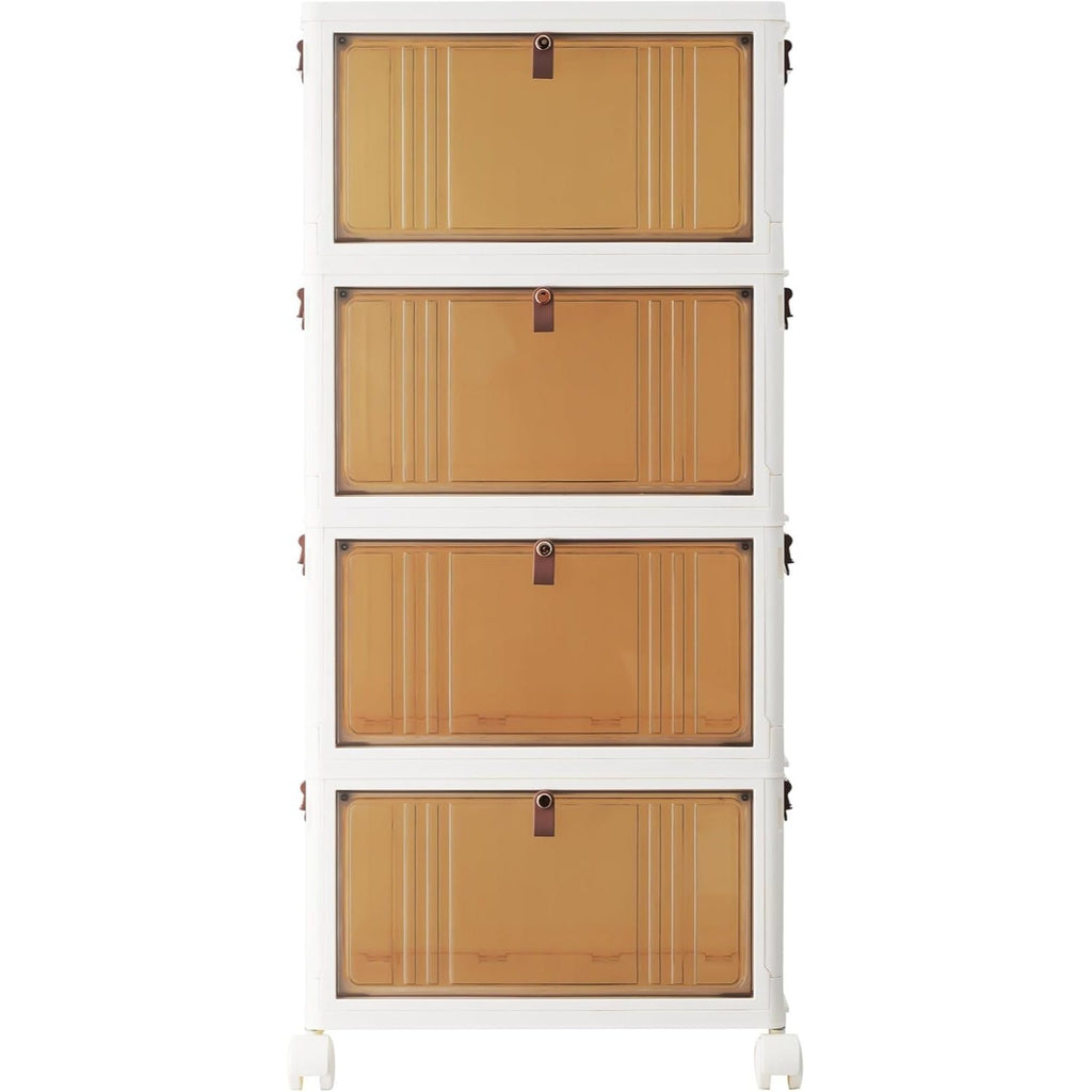 Stackable Storage Box with Wheels, 4 Levels, 28 L