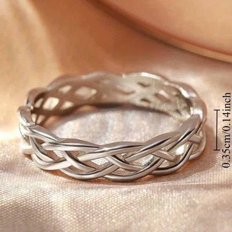 Sterling Silver Plaited Woven Rings for Women, Perfect for Everyday Casual Wear And Parties