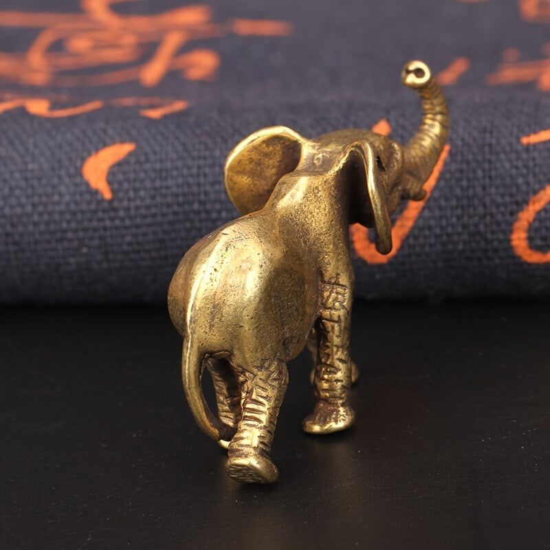 Vintage Style Elephant Statue - Collectible Brass Animal Sculpture, Home Decor Accent for Indoor Spaces, Suitable for Home, Bedroom, Living Room - Charming Desktop Decorative Craft