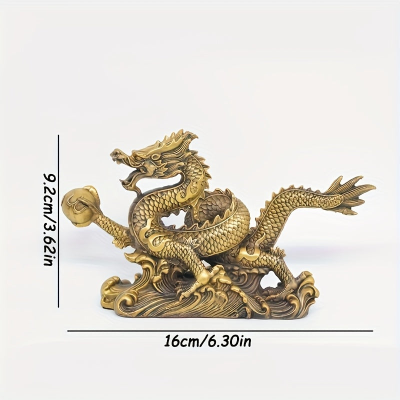 1pc Statue Ornament & Collectible Figurines Dragon Figurines Golden Chinese Dragon Statue, Small Brass Zodiac Dragon Ornaments for Home Office, New Year Decor, for Home Crafts Office Desktop Decoration