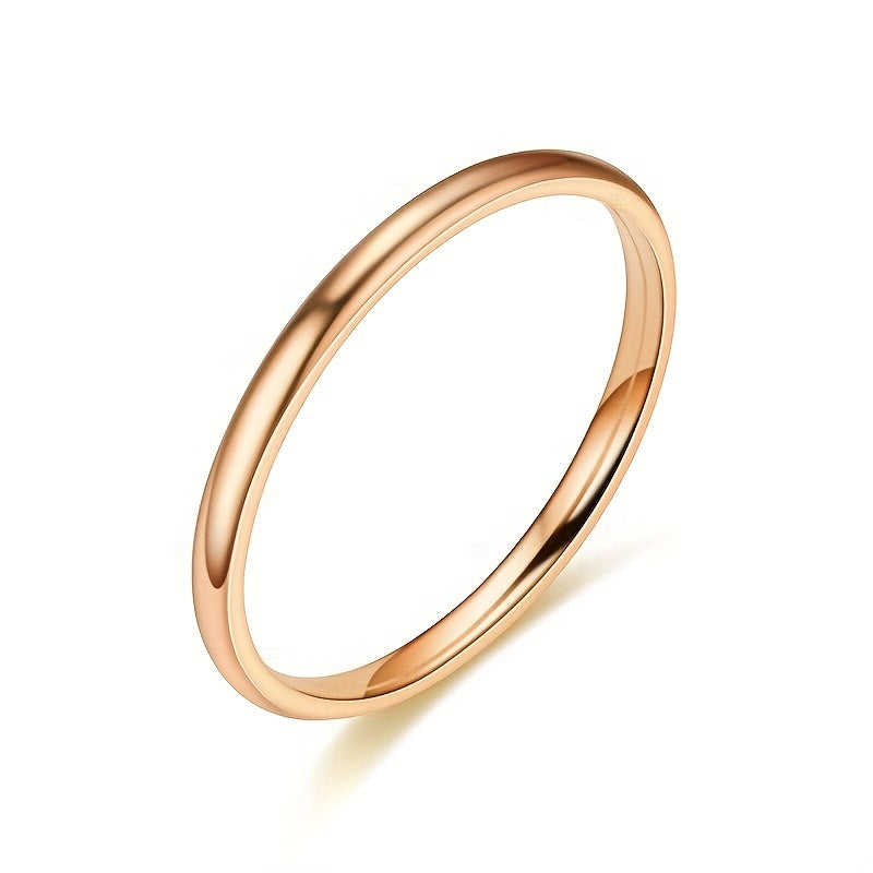 1pc 2MM Smooth Spherical Sterling silver Ring 18K Gold Plated