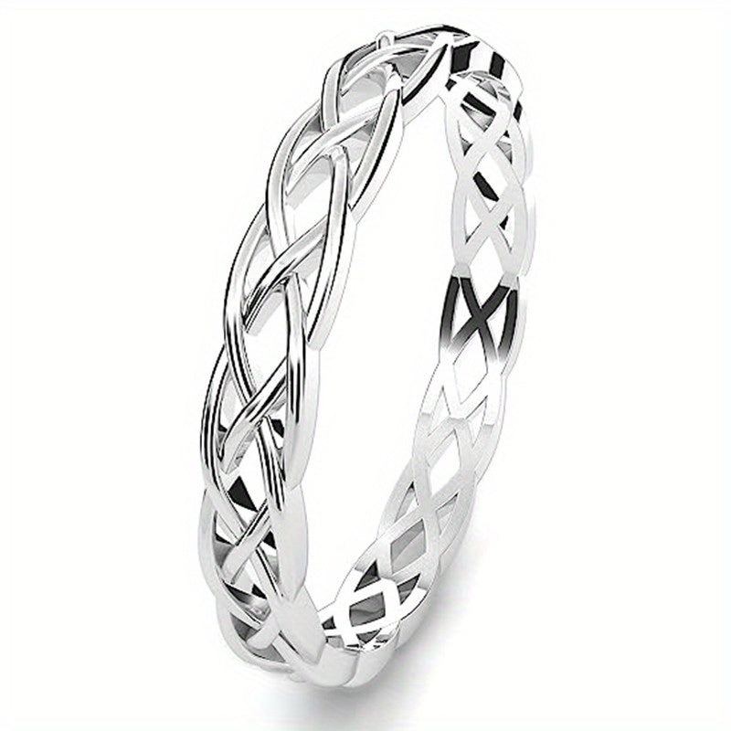 Sterling Silver Plaited Woven Rings for Women, Perfect for Everyday Casual Wear And Parties