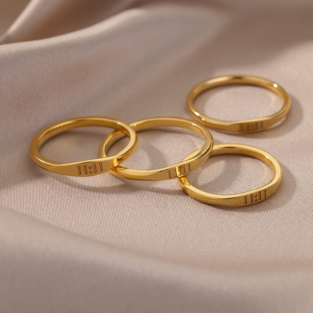 1 Minimalist And Versatile Golden Stainless Steel Number Ring, Inner Diameter 17Mm 18Mm 19Mm, Everyday Ring, Unisex