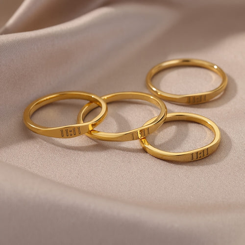 1 Minimalist And Versatile Golden Stainless Steel Number Ring, Inner Diameter 17Mm 18Mm 19Mm, Everyday Ring, Unisex
