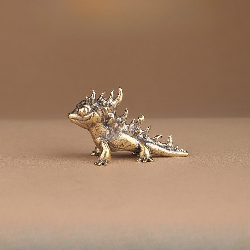 Collectible Figurines, Pure Brass Little Fire Dragon Statue Ornament, Office Living Room Desktop Decoration, Small Handheld Christmas Gift