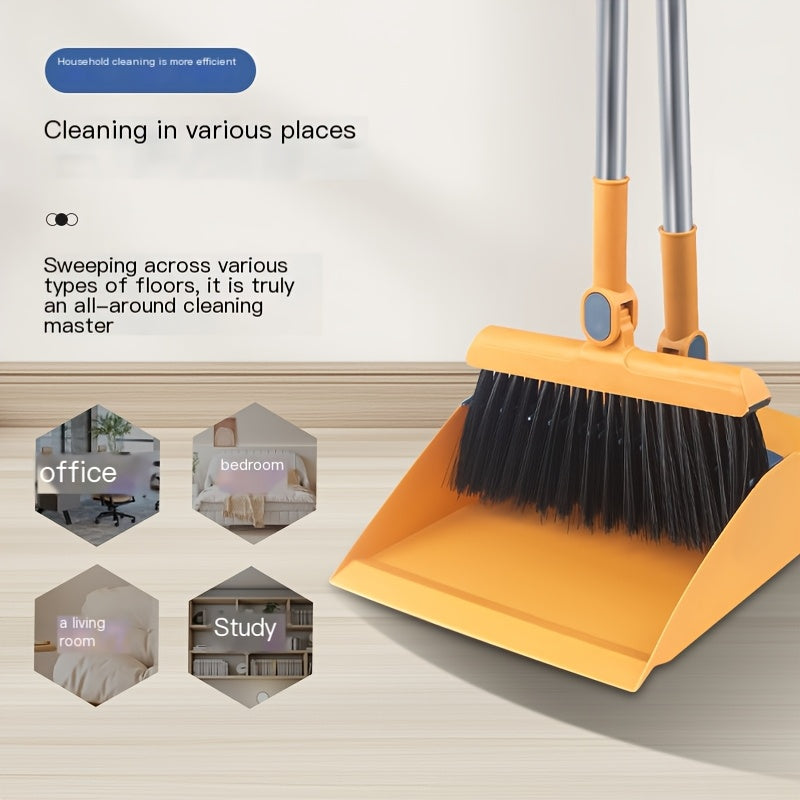 2pcs Set Household Broom And Dustpan Set, Durable Sweeping with Long Handle, CreativeDustpan with Comb Tooth, 180° Rotating, for Home Office Garden Kitchen CleaingTool Set