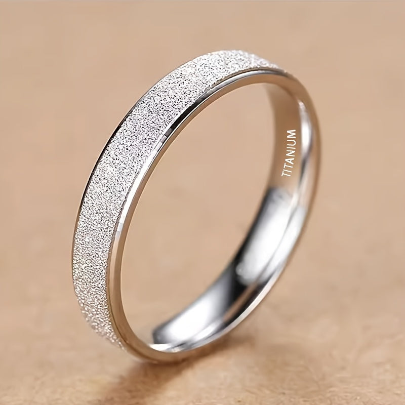 1pc 4Mm Frosted Titanium Steel Ring Classic Gift Jewelry Men'S And Women'S Couple Ring Luxury Engagement Boutique Gift