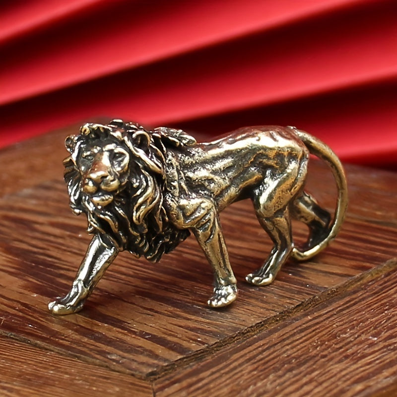 Brass Handmade Vintage Lion Leopard Keychain Pendant Cool Lion Ornament Men's And Women's Box Bag Pendant Accessories