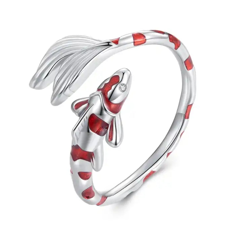 1 Teenager'S Fashion Ring Creative Enamel Red Koi Teenager'S Open Adjustable Ring Daily Casual Vacation Wear Teenager'S Thumb Ring Jewelry Gift, for Teenager, For Teenager