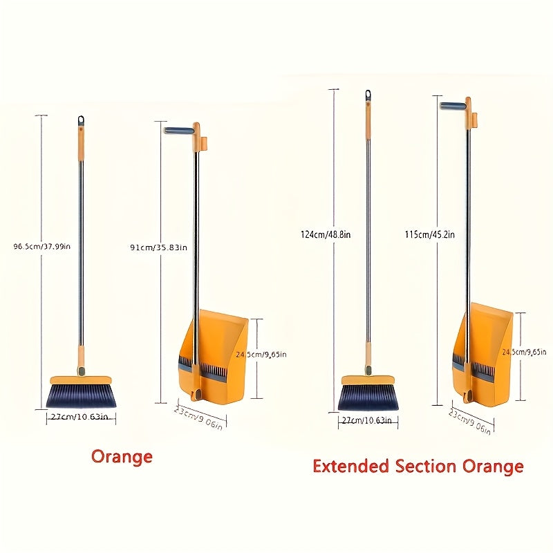 2pcs Set Household Broom And Dustpan Set, Durable Sweeping with Long Handle, CreativeDustpan with Comb Tooth, 180° Rotating, for Home Office Garden Kitchen CleaingTool Set