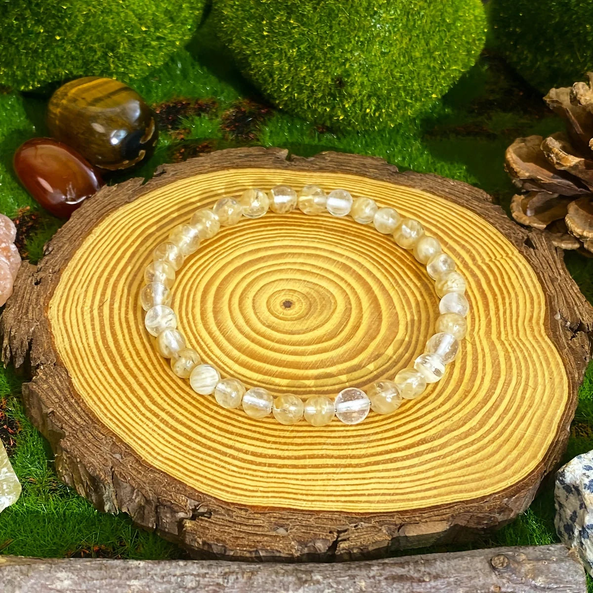 1 pc/Abundance and Prosperity Citrine Bracelet Optimism and Happiness Christmas Gift for Family [Natural Stone Color Random]