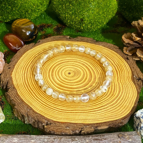 1 pc/Abundance and Prosperity Citrine Bracelet Optimism and Happiness Christmas Gift for Family [Natural Stone Color Random]