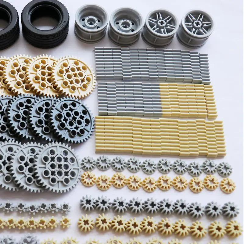 650PCS Technical Building Blocks Kits Parts Gears Rack Axle Connector Tires Wheels Bricks for MOC Motorcycle Bulk In Set