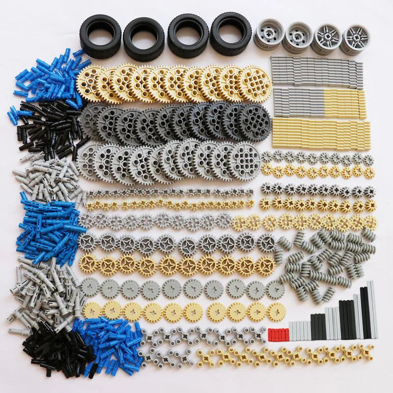 650PCS Technical Building Blocks Kits Parts Gears Rack Axle Connector Tires Wheels Bricks for MOC Motorcycle Bulk In Set