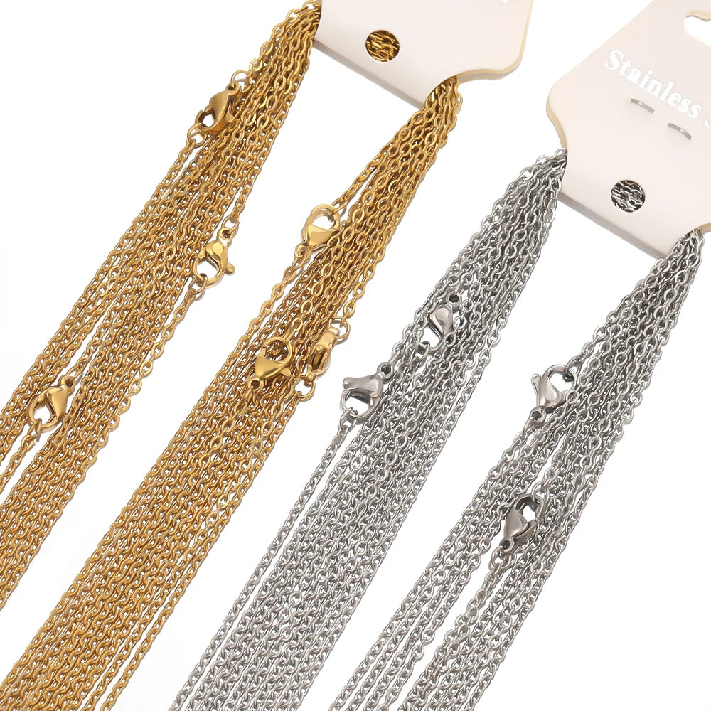 10Pcs/lot  50cm Sterling silver Link Chains Necklaces Cuban Cross Chains Accessories for DIY Gifts Jewelry Making Bulk Wholesale