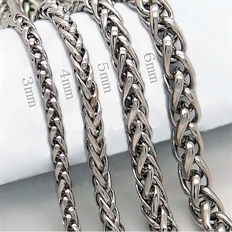 Sterling Silver  TWIST ROPE CHAIN NECKLACE FOR MEN Women HIP HOP PUNK Jewelry Accessories 3/4/5/6/8MM Thick