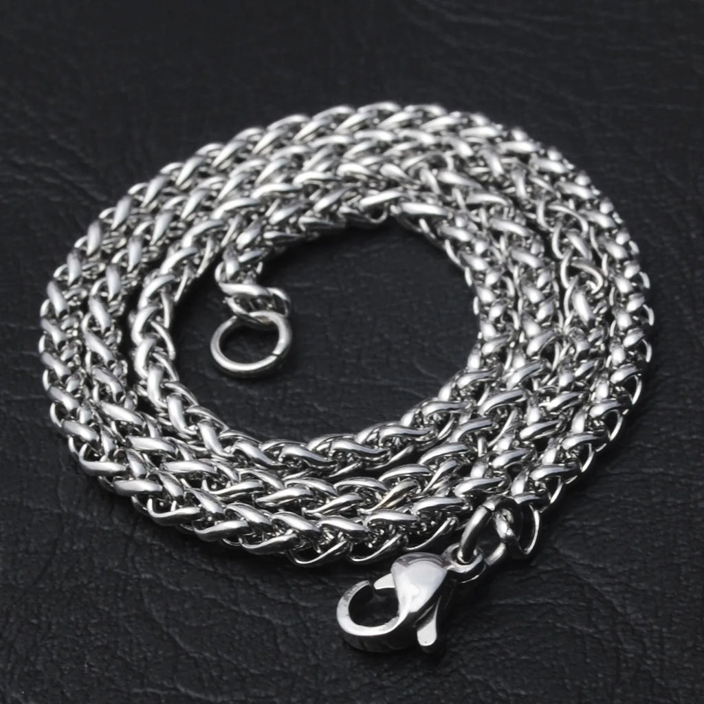 Sterling Silver  TWIST ROPE CHAIN NECKLACE FOR MEN Women HIP HOP PUNK Jewelry Accessories 3/4/5/6/8MM Thick