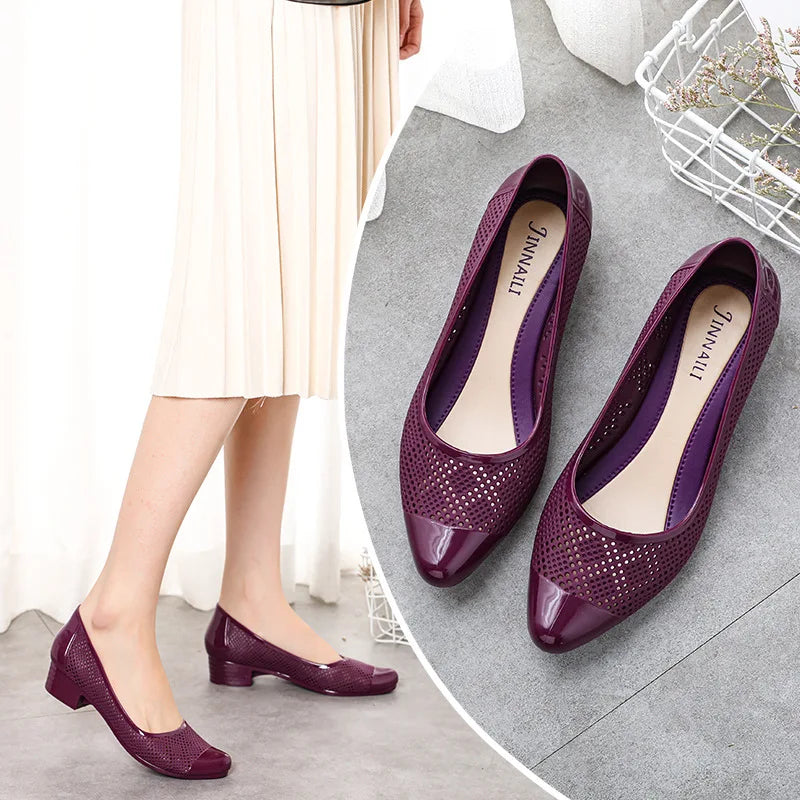 cutout shoes woman breathable loafers hollow out jelly flats  ladies beach shoes pvc espadrilles for women