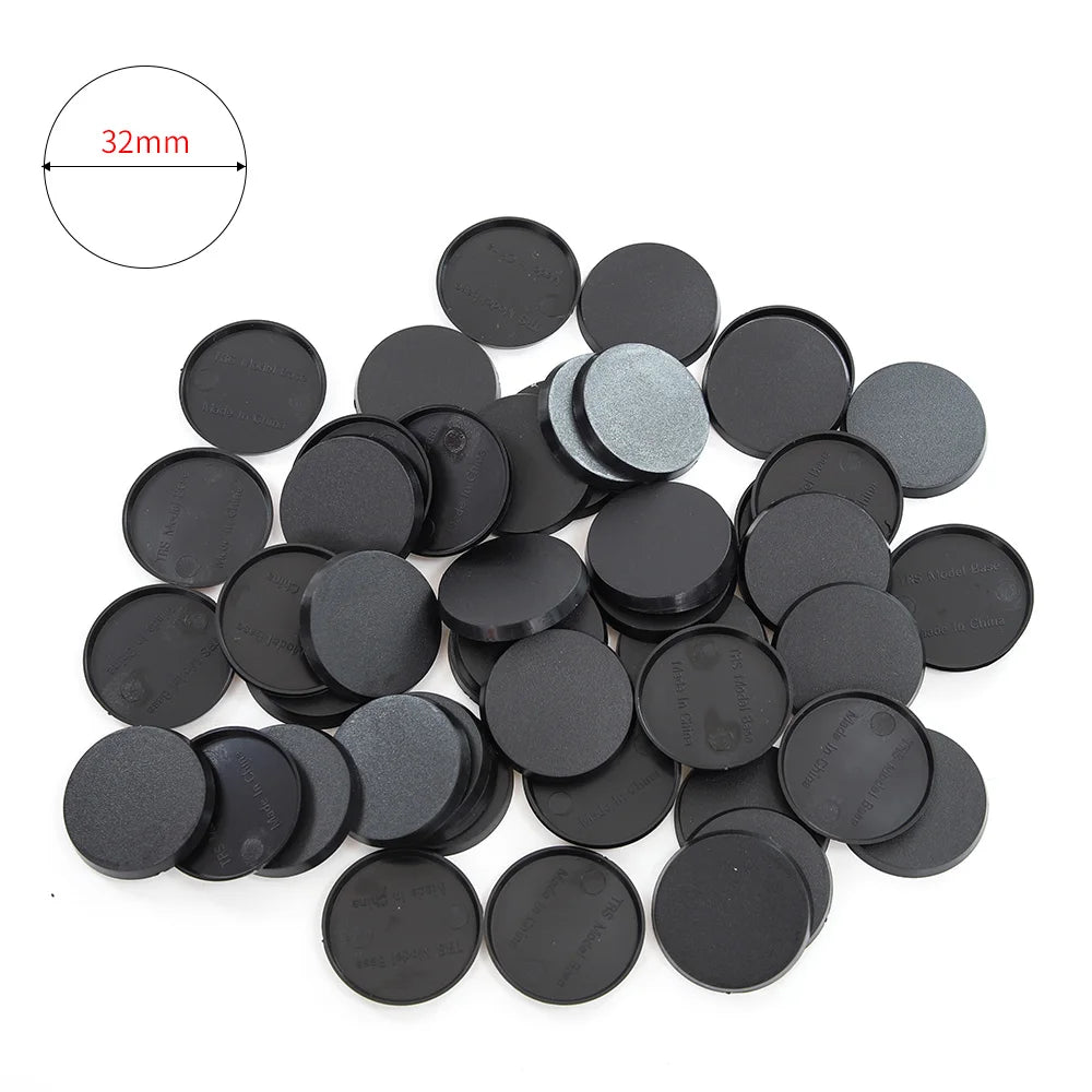 25mm/32mm/40cmm Round Plastic Model Bases for Wargames Table Games Diy Toy Miniature Model People Base 20pcs/40pcs/60pcs