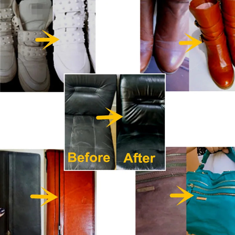 Leather Vinyl Repair Kit Leather Paint Cleaner for Auto Seat Sofa Leather Repair Coats Holes Scratch Cracks No Heat Liquid