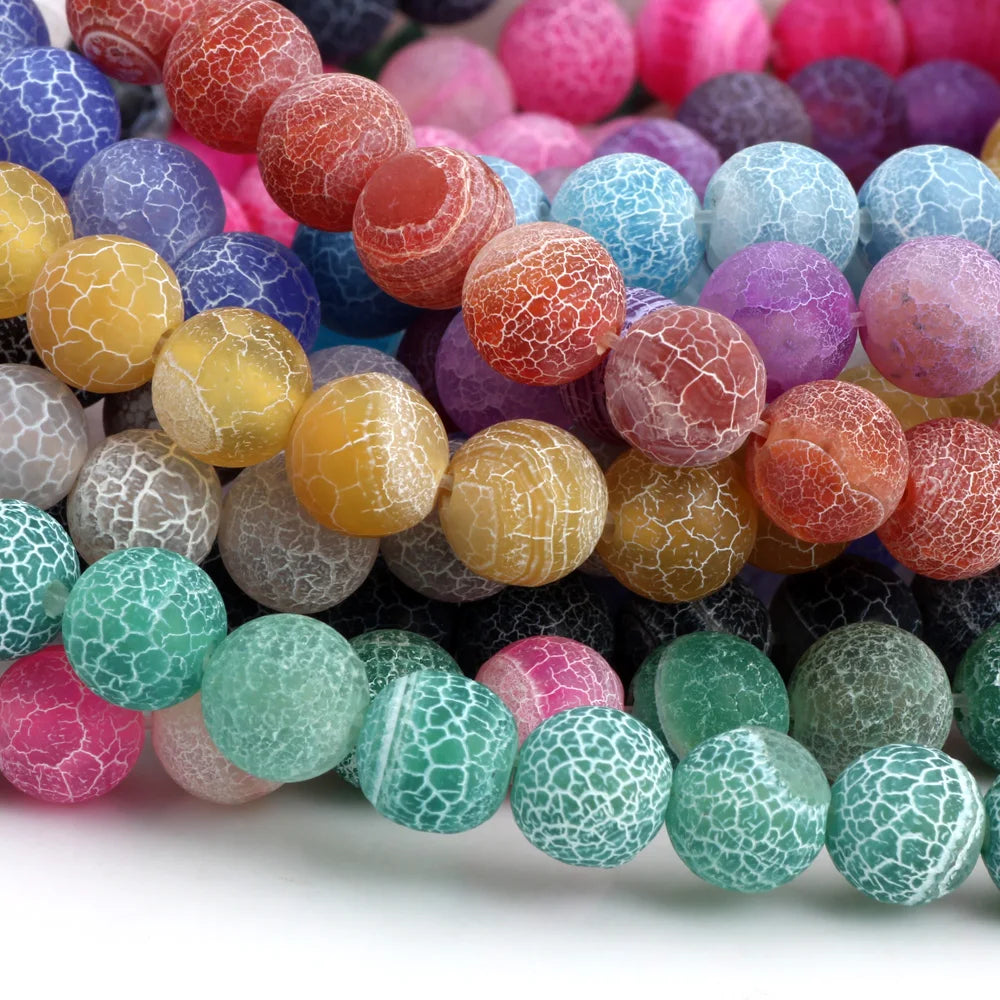 6MM/8MM/10MM Round Matte multicolor Frost Agates Natural Semi-precious stones Loose Beads DIY necklace Jewelry Making