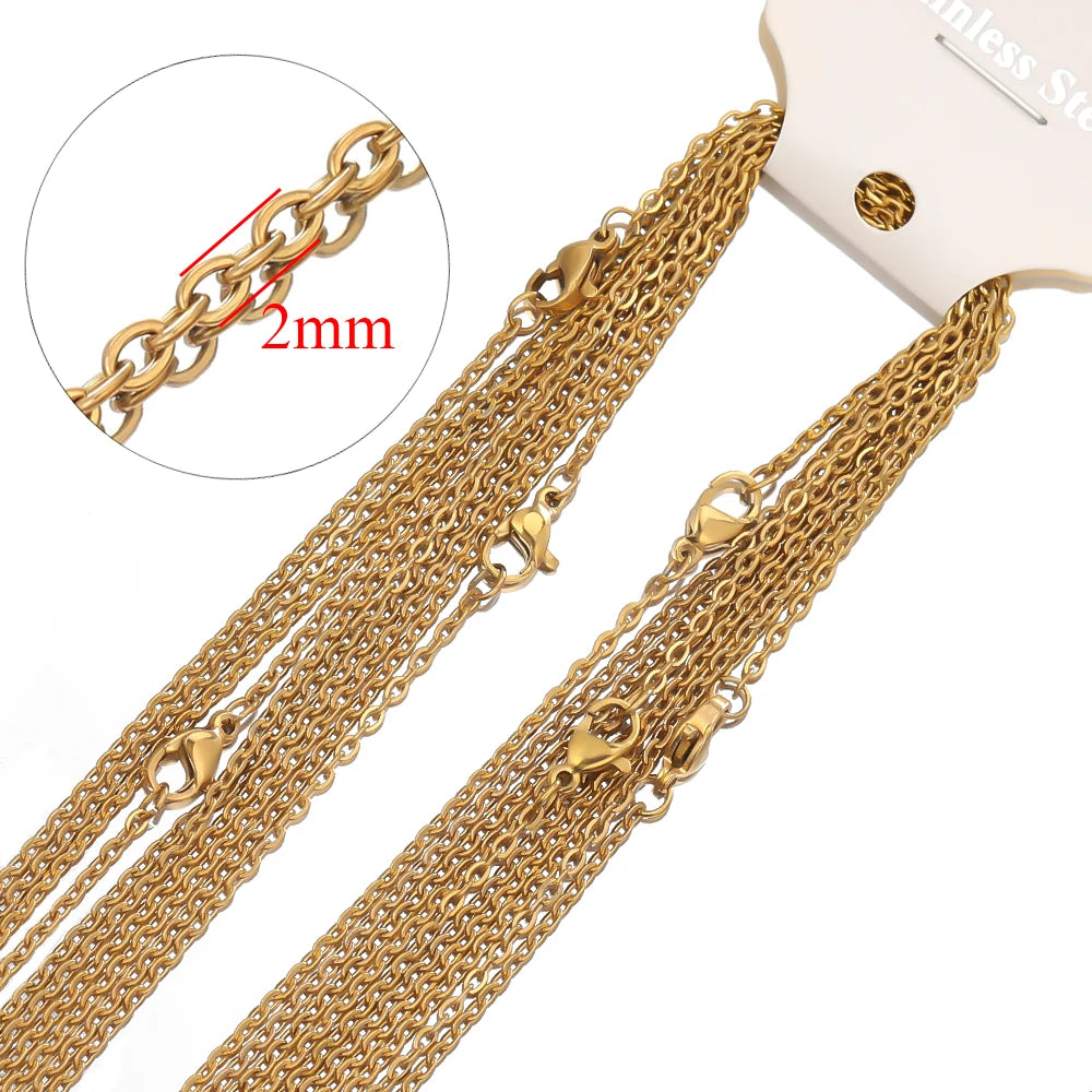 10Pcs/lot  50cm Sterling silver Link Chains Necklaces Cuban Cross Chains Accessories for DIY Gifts Jewelry Making Bulk Wholesale