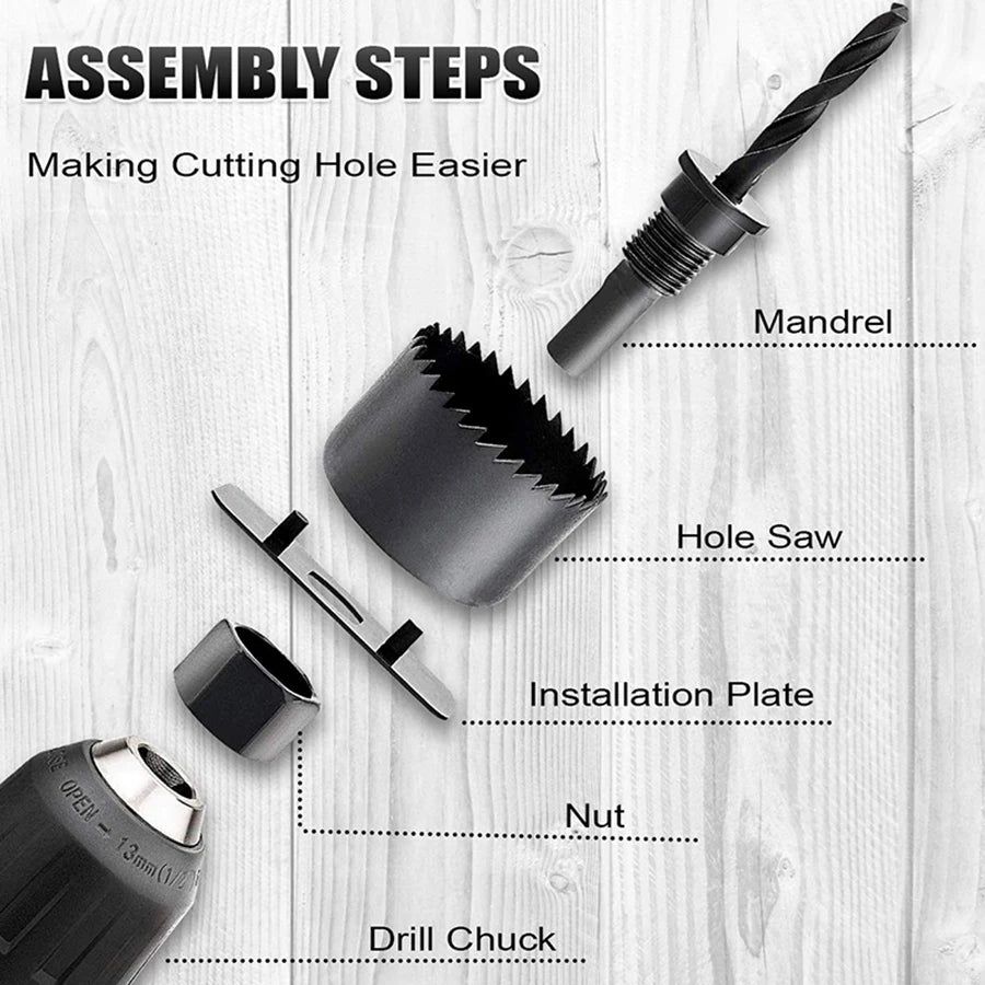19-127mm Hole Saw Set Saw Cup Wood Crown Drill For Drywall Wood PVC Plastic Density Board Metal Woodworking Tools