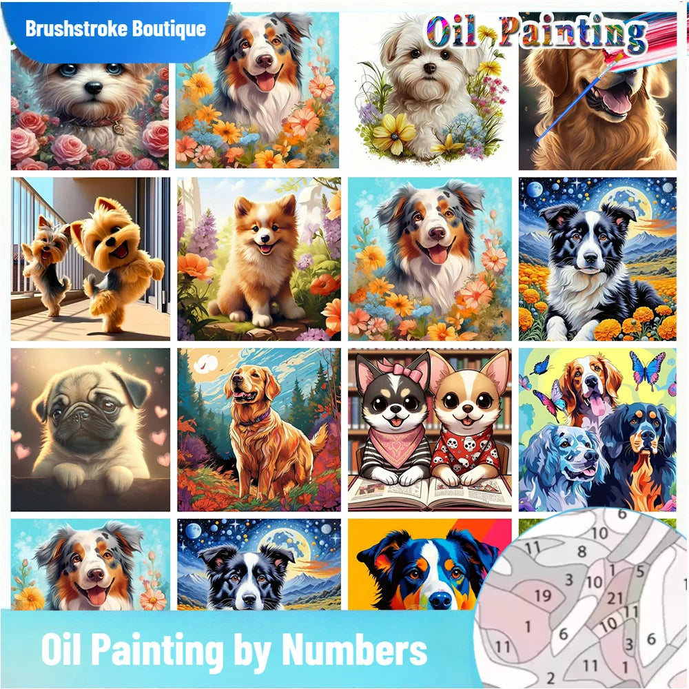 Brushstroke  Painting By Numbers Dog Animal Coloring By Numbers Handmade Europe Decorative For Home Modern Diy Gift Home Decorat