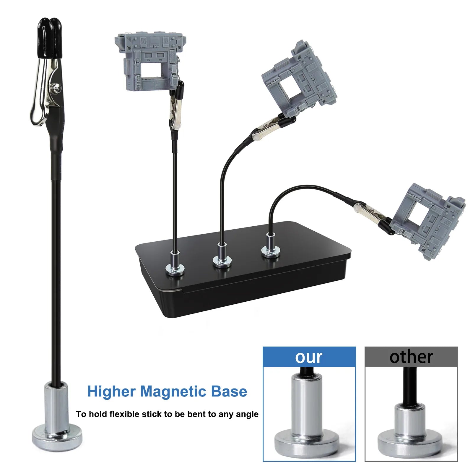 Model Painting Stand Base Holder 8pcs Magnetic Bendable Alligator Clip Sticks Set Modeling Tools for Airbrush
