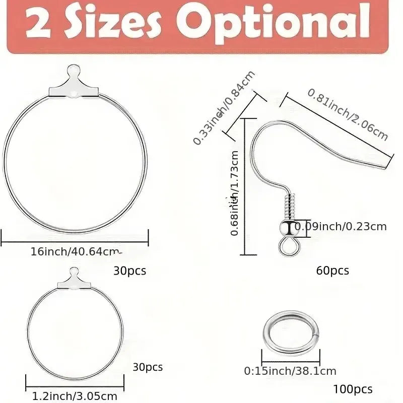 220pcs Earring Making Kit, 60pcs Earring Hooks, 100pcs Open Jump Rings And 100pcs Round Beaded Hoop Earrings Supplies
