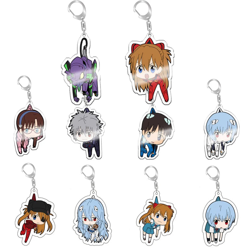 EVANGELION Acrylic Figures Keychain Anime Ayanami Rei Asuka Langley Soryu Backpack Pendant Keyring Bag Charms Ornament Gifts