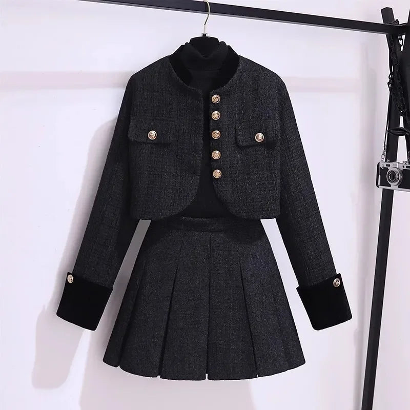Designer Luxury Tweed Suit Women's 2 Piece Matching Set Fashionable High-End Feel Lightweight Elegant 2-Piece Costume