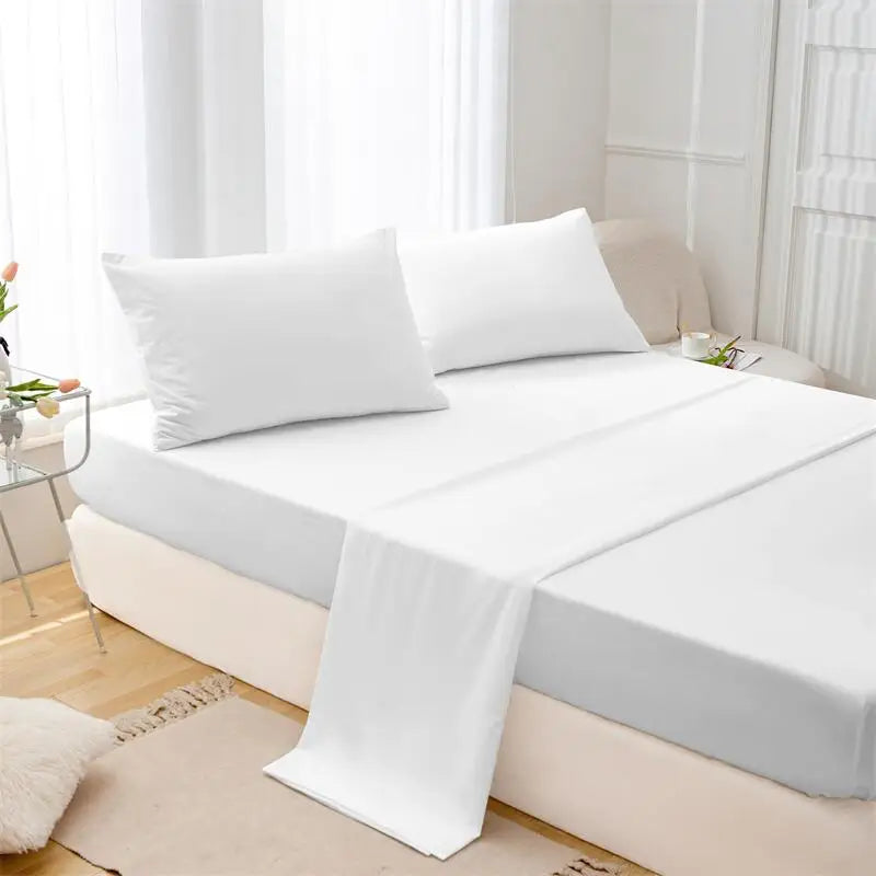 Bed Flat Sheet - Soft Plain Solid Colour Top Sheets Double Bed Linen without Pillowcase for Home Bedding Essentials