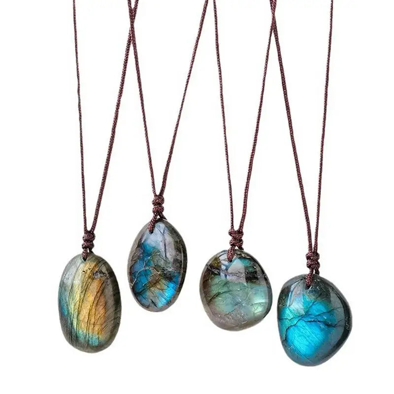 Natural Labradorite Necklace Irregular Random Shape Unique Natural Pendant Jewelry DIY Gift