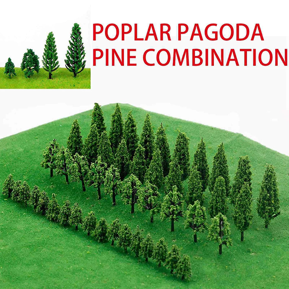 50pcs Miniature Trees Model Train Railroad Wargame Scenery Landscape Scale Accessories DIY Architectural Sand Table Models