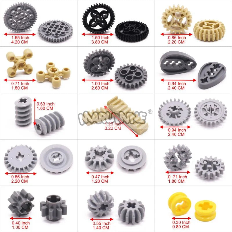 120PCS Technology Building Block Gear Rack Mechanical Bricks Parts Car Robat Accessories 32498 46372 32072 4716