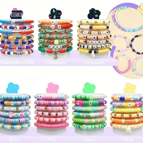 2 Box 24 Rainbow Color Clay Beads Bracelet Making Kit for Jewelry Making Letter Beads Accessories Kit DIY Handmade Supplies
