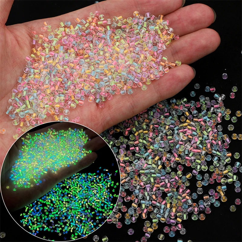 2/3/4mm Glass Luminous Beads (Glow-in-The-Night Seed Beads) - DIY Jewelry Making(Necklace/Bracelet)Handmade Accessories 11g/Bag