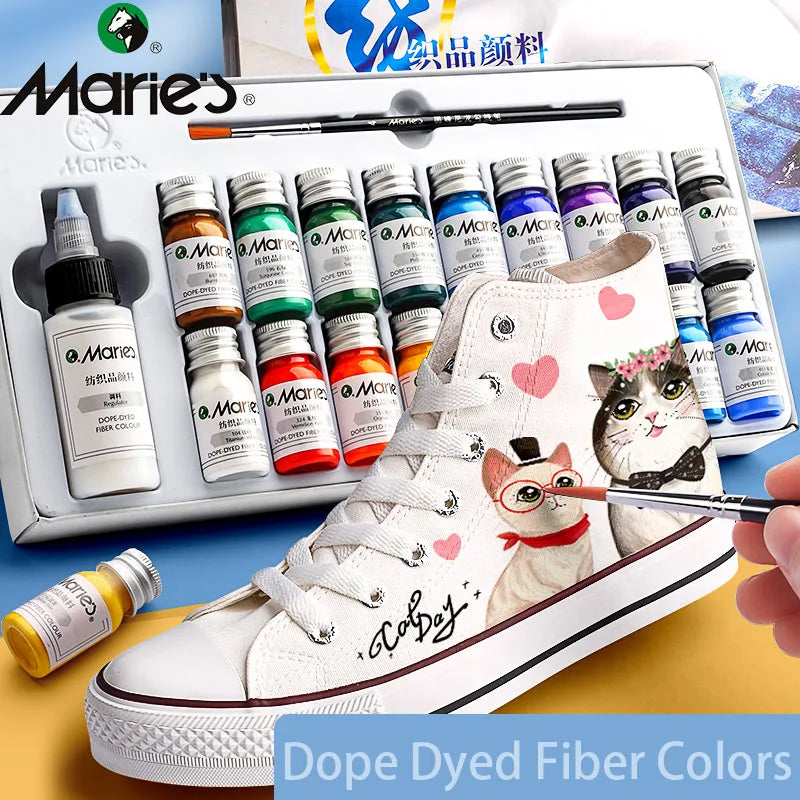 Dyed Fiber Permanent Fabric Paint Set 12/36 Colors 10ml/Tube Textile Acrylic Paints for Clothes Canvas Waterproof