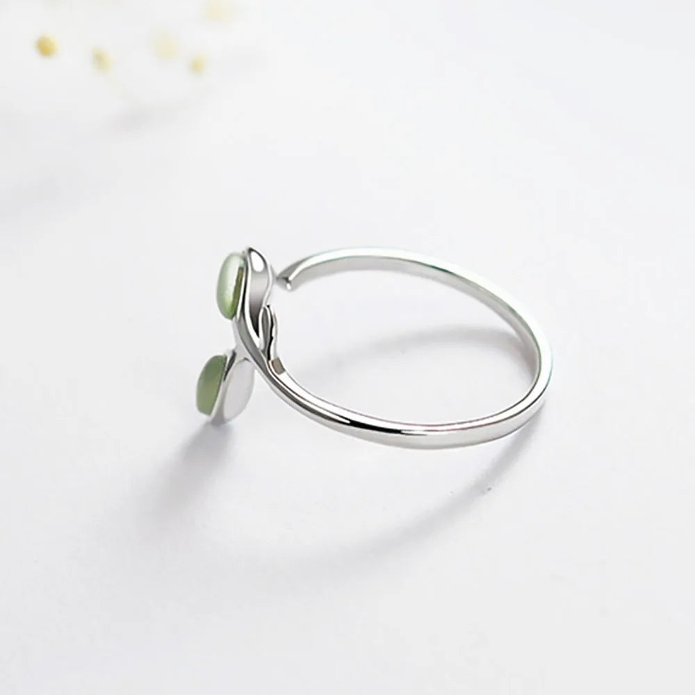 925 Sterling Silver Foliage Adjustable Rings For Women Girls Wedding Ring Luxury Jewelry Accessories